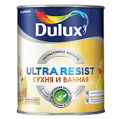 Купить Краска Dulux Ultra Resist для кухни и ванной база BС полуматовая 0,9 л по низкой цене