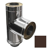 Купить Сэндвич-тройник Eco Flue для дымохода оцинкованная сталь двухконтурный 1 мм D200х115 мм угол 90 градусов коричневый по низкой цене