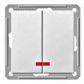 Купить Выключатель Schneider Electric Дуэт WDE000153 двухклавишный с индикатором белый по низкой цене