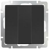 Купить Выключатель Werkel WL08-SW-3G трехклавишный черный матовый по низкой цене