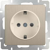 Купить Розетка Werkel WL10-SKGS-01-IP44 одноместная с заземлением и защитными шторкам шампань рифленый по низкой цене