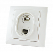 Купить Розетка TDM Electric ТАЙМЫР SQ1814-0023 в рамку, телефонная RJ-11+компьютерная RJ-45, с/у, 2 гнезда, IP20, керамика, белая по низкой цене