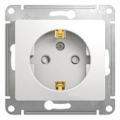 Купить Розетка Schneider Electric Glossa GSL000145 одноместная с заземлением и защитными шторками белый по низкой цене