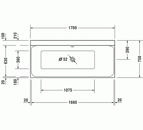 Купить Ванна Duravit P3 Comforts R акриловая, встраиваемая, с ножками 790100 700376 170х75 см по низкой цене