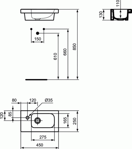 Купить Раковина Ideal Standard Connect Space E136401 450x250 мм по низкой цене