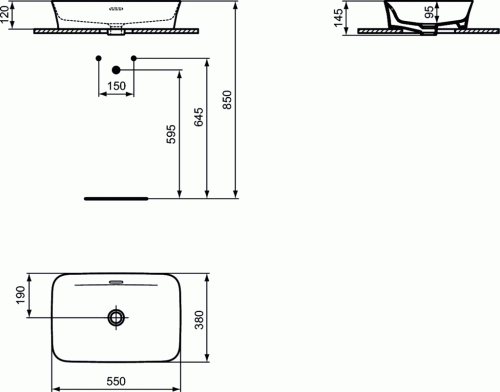 Купить Раковина Ideal Standard Ipalyss E139401 накладная 550x380 мм по низкой цене