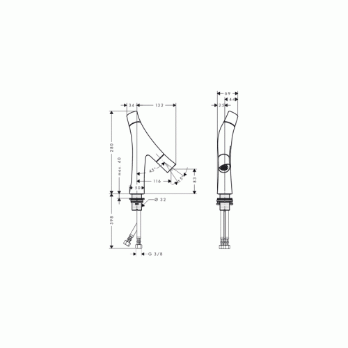 Купить Смеситель Hansgrohe Axor Starck Organic 12011000 для раковины стандартный по низкой цене