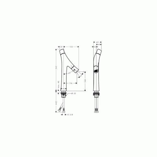 Купить Смеситель для раковины 365мм Hansgrohe Axor Starck Organic 12012000 по низкой цене