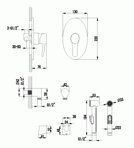 Купить Смеситель Lemark Atlantiss LM3219C для биде с гигиеническим душем по низкой цене