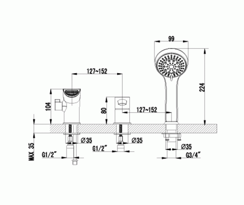 Купить Смеситель Lemark Atlantiss LM3245C на борт ванны по низкой цене