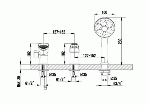 Купить Смеситель Lemark Omega LM3145C на борт ванны по низкой цене