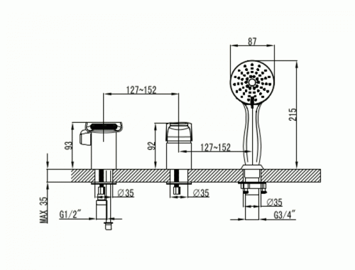 Купить Смеситель Lemark Shift LM4345C на борт ванны по низкой цене