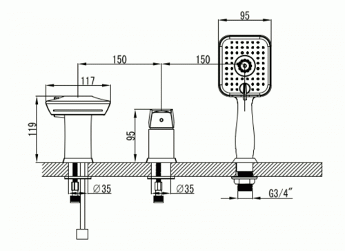 Купить Смеситель Lemark Unit LM4545C на борт ванны по низкой цене