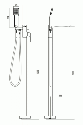 Купить Смеситель Lemark Unit LM4544C для ванны напольный по низкой цене