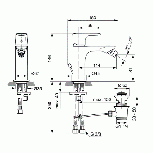 Купить Смеситель Ideal Standard Connect Air для биде A7030AA по низкой цене