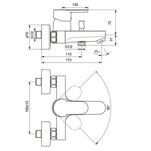 Купить Смеситель Ideal Standard CeraPlan III для ванны B0718AA по низкой цене