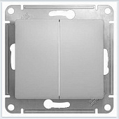 Купить Переключатель Schneider Electric Glossa GSL000351 двухклавишный алюминий по низкой цене