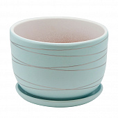 Купить Горшок для цветов с поддоном d19 см голубой по низкой цене