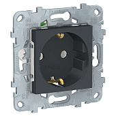 Купить Розетка Schneider Electric Unica New NU505654 одноместная с заземлением антрацит по низкой цене