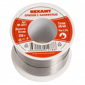 Купить Припой-катушка Rexant 09-3311 ПОС-60 0,6 мм 250 г с канифолью по низкой цене