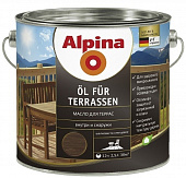 Купить Масло Alpina для террас, шелковисто-глянцевое, темное 2,5 л по низкой цене