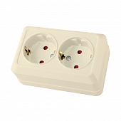 Купить Розетка Ладога SQ1801-0066 о/у, 2 гнезда, с/з и шторками, 16 А, 230 В, IP20, слоновая кость по низкой цене