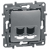 Купить Розетка Legrand Etika 672452 RJ11+RJ45 телефонно-компьютерная двойной алюминий по низкой цене