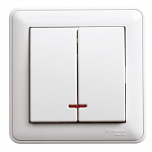 Купить Выключатель Schneider Electric W59 VS516-251-18 двухклавишный с индикатором белый по низкой цене