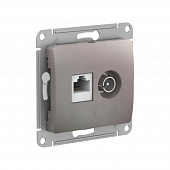 Купить Розетка ТВ + RJ45 Schneider Electric Глосса без рамки платина по низкой цене
