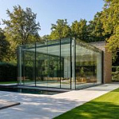 Купить Алюминиевый дверной блок двухстворчатый маятниковый по низкой цене