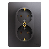 Купить Розетка Schneider Electric Glossa GSL001324 двухместная с заземлением графит по низкой цене