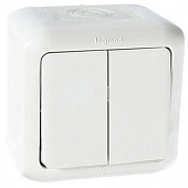 Купить Выключатель Legrand Quteo 782302 двухклавишный белый по низкой цене