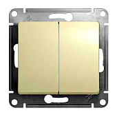 Купить Выключатель проходной двухклавишный Schneider Electric Глосса без рамки бежевый по низкой цене