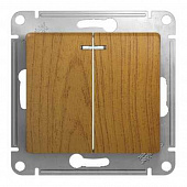 Купить Выключатель двухклавишный Schneider Electric Глосса с подсветкой без рамки дуб по низкой цене