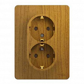 Купить Розетка двойная Schneider Electric Глосса с заземлением дуб по низкой цене