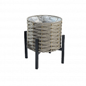Купить Кашпо плетеное серое на металлических ножках d27 см по низкой цене