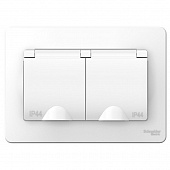 Купить Розетка Schneider Electric Blanca BLNRS441121 двухместная с заземлением и защитными шторками с крышками белая по низкой цене