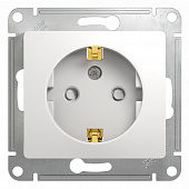 Купить Розетка Schneider Electric Глосса со шторками без рамки с заземлением белая по низкой цене