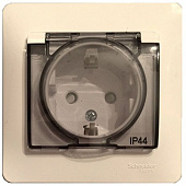 Купить Розетка Schneider Electric Glossa GSL000248 одноместная с заземлением и защитными шторками с крышкой бежевая по низкой цене