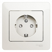 Купить Розетка Schneider Electric Glossa GSL000644 одноместная с заземлением и защитными шторками перламутр по низкой цене