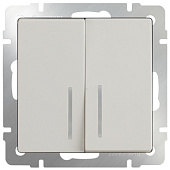 Купить Выключатель Werkel WL03-SW-2G-2W-LED-ivory двухклавишный проходной с индикатором Слоновая кость по низкой цене