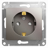 Купить Розетка Schneider Electric Glossa GSL001245 одноместная с заземлением и защитными шторками платина по низкой цене