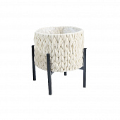 Купить Кашпо плетеное белое на металлических ножках d33 см по низкой цене