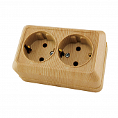 Купить Розетка Ладога SQ1801-0052 ЭКО о/у, 2 гнезда, с/з, 16 А, 230 В, IP20, сосна по низкой цене