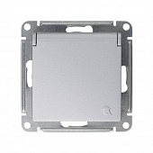 Купить Розетка Schneider Electric Атлас Дизайн с заземлением со шторками с крышкой без рамки алюминий по низкой цене