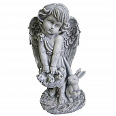Купить Фигура садовая Ангел-девочка с корзиной и зайцем 30 см по низкой цене