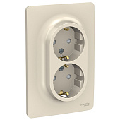 Купить Розетка Schneider Electric Unica New NU206744 двухместная с заземлением и защитными шторками бежевая по низкой цене