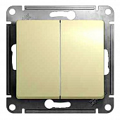 Купить Выключатель двухклавишный Schneider Electric Глосса без рамки бежевый по низкой цене
