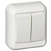 Купить Выключатель Schneider Electric Прима VA5U-214-B двухклавишный белый по низкой цене