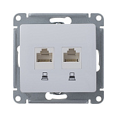 Купить Розетка компьютерная двойная Schneider Electric Глосса без рамки белая по низкой цене